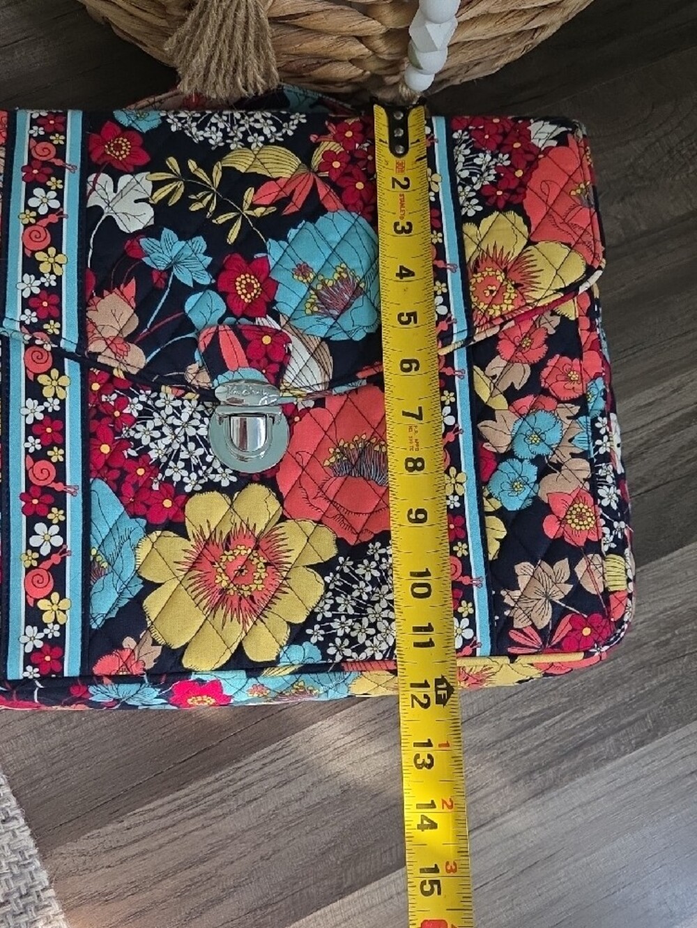 Vera Bradley Happy Snails Quilted Laptop Satchel with Bright Floral Print NWT - Picture 8 of 17